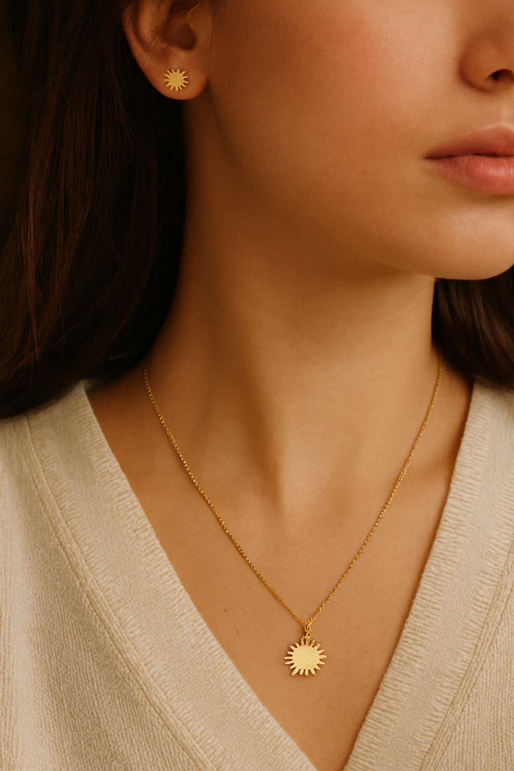 نیم ست طرح خورشید(گردنبند و گوشواره)